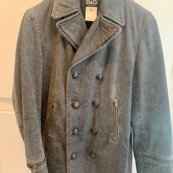 EU- SIZE 50/ USA -40 - MEDIUM- DOLCE & GABANNA DENIM PEACOAT